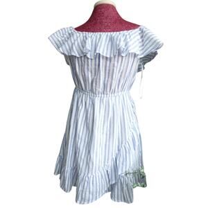 AVA Off the shoulder blue striped short dress